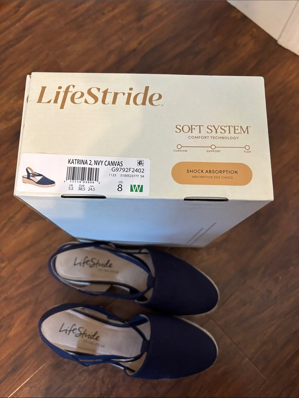 Life Stride Navy Espadrille Slingback Wedge Sandal